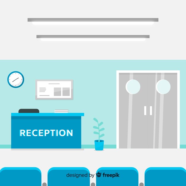 Recepción de hospital con diseño plano