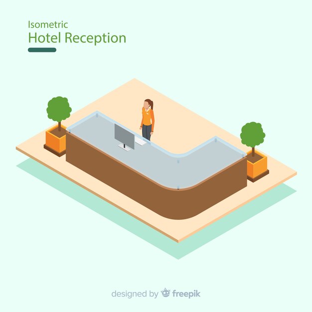 Recepción de hotel moderno con diseño plano