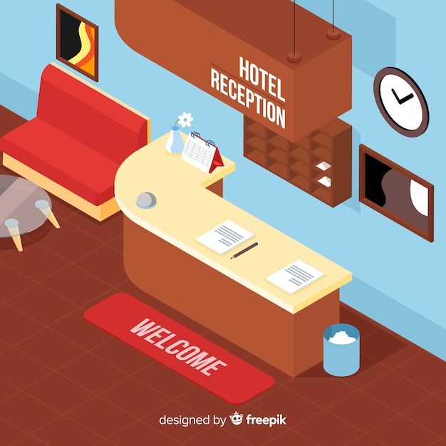 Vector gratuito recepción de hotel