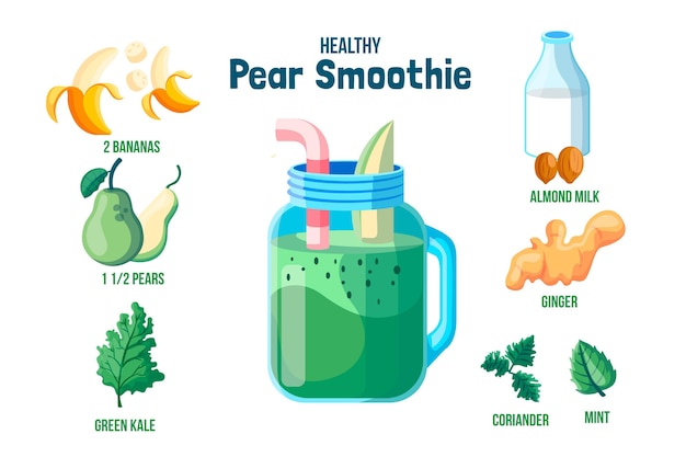 Vector gratuito receta de batidos saludables