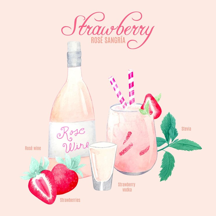 Receta de cóctel de fresa y sangría rosa