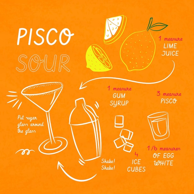 Receta de cóctel para pisco sour