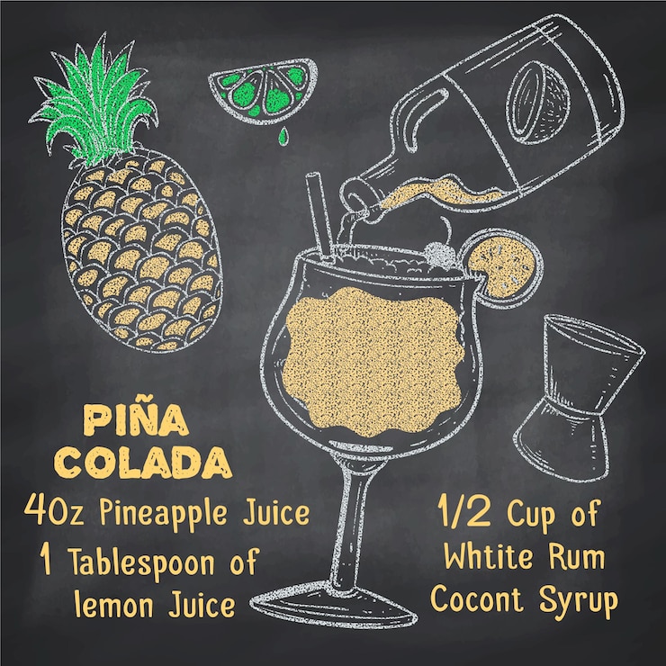 Vector gratuito receta de cóctel de pizarra