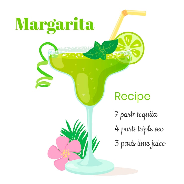 Vector gratuito receta de cóctel