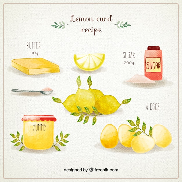 Vector gratuito receta de crema de limón pintada a mano