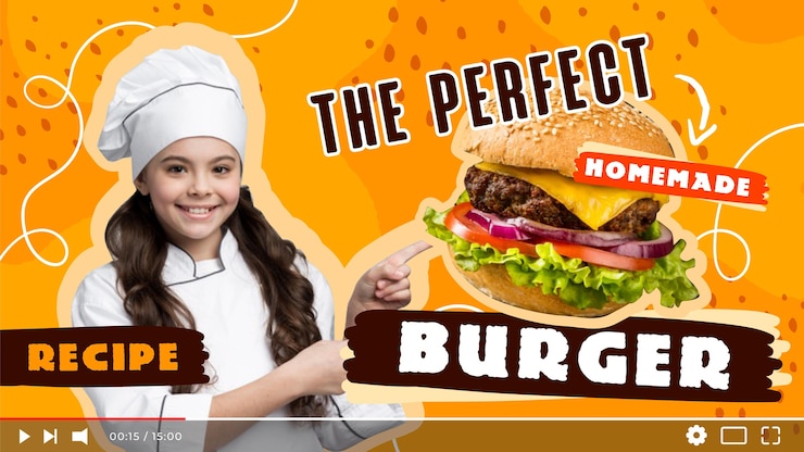 Vector gratuito recetas dibujadas en miniatura de youtube