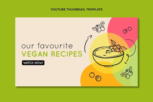 Recetas veganas dibujadas a mano en miniatura de youtube
