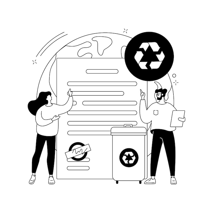 Vector gratuito reciclaje por mandato del gobierno concepto abstracto ilustración vectorial regulaciones ecológicas ley de reciclaje local residuos sólidos municipales materiales reciclables programa en la acera metáfora abstracta