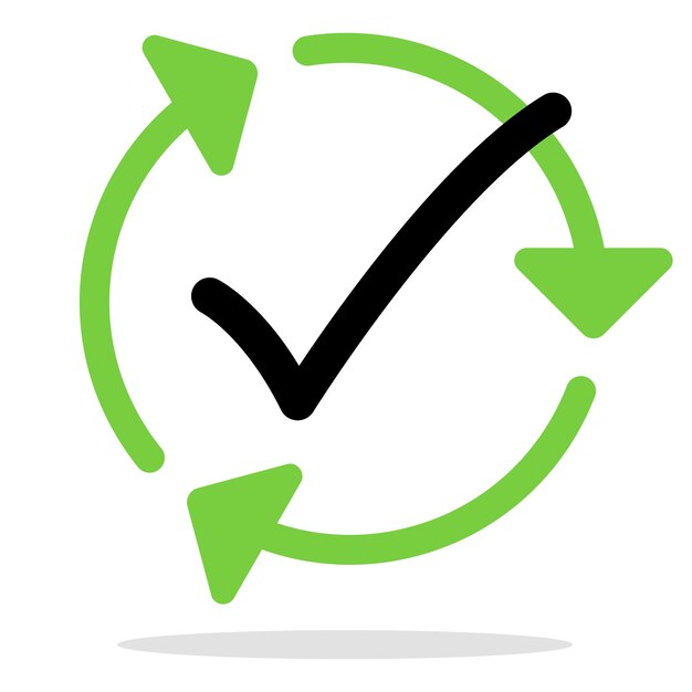 Reciclar flechas circulares con marca de verificación
