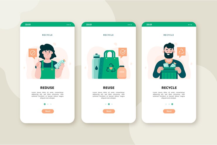 Vector gratuito reciclar pantallas de aplicaciones de incorporación