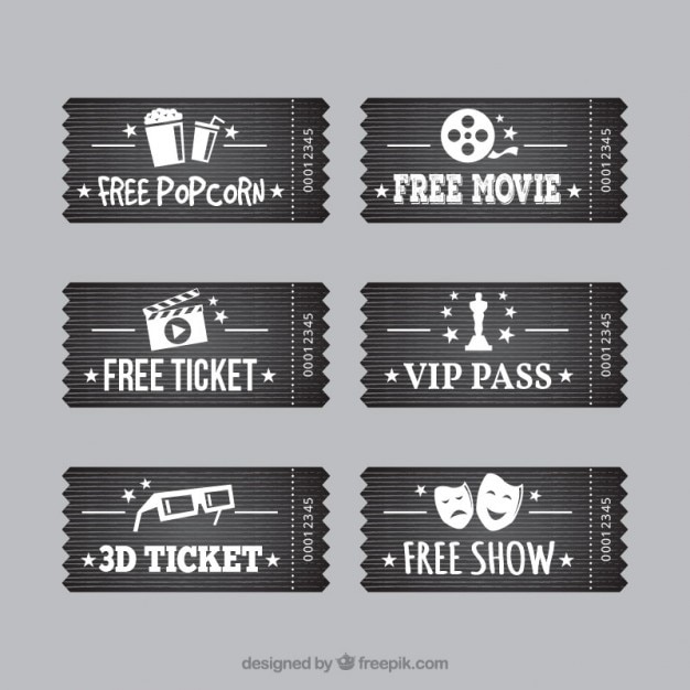 Vector gratuito recogida de entradas de cine gris