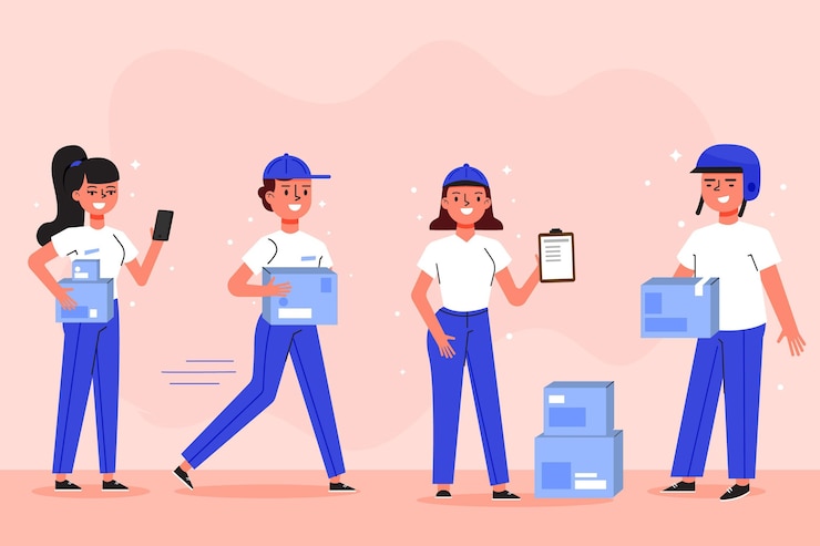 Vector gratuito recogida de trabajadores a domicilio