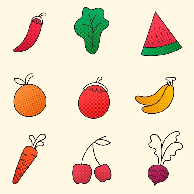 Vector gratuito recolección de frutas y verduras.