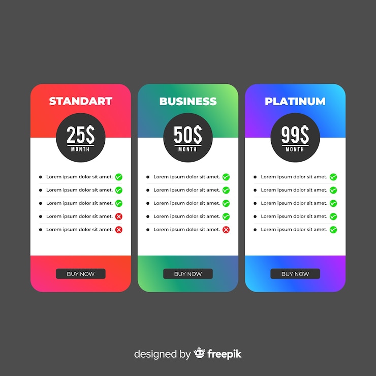 Vector gratuito recopilación de la lista de precios fijos