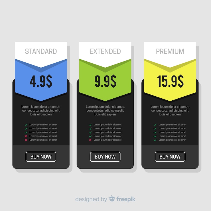 Vector gratuito recopilación de la lista de precios fijos