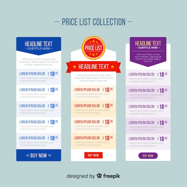 Recopilación de la lista de precios fijos