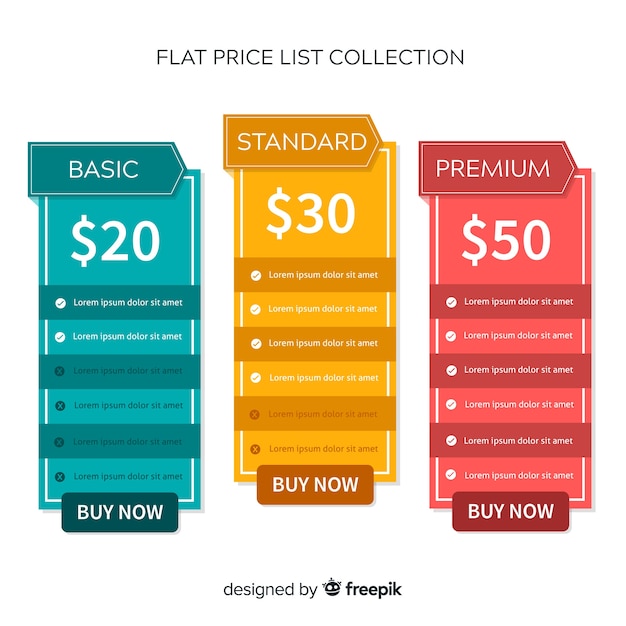 Recopilación de la lista de precios fijos