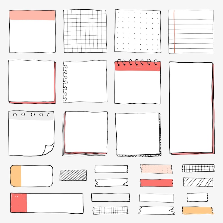 Vector gratuito recordatorio en blanco papel conjunto de notas