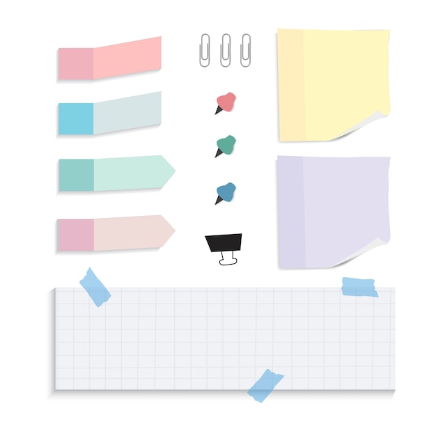 Recordatorio colorido conjunto de notas de papel