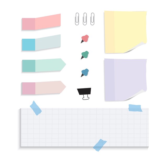 Recordatorio colorido conjunto de notas de papel