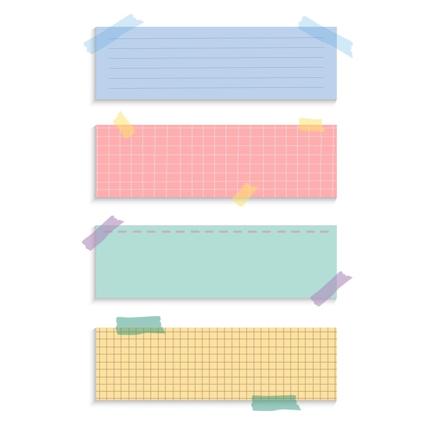 Rectángulo recordatorio papel notas vector set