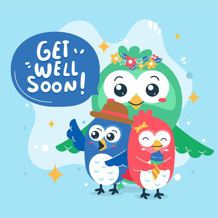 Vector gratuito recupera pronto con un personaje lindo