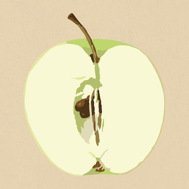 Recurso de diseño de etiqueta de fruta de manzana verde vectorizada