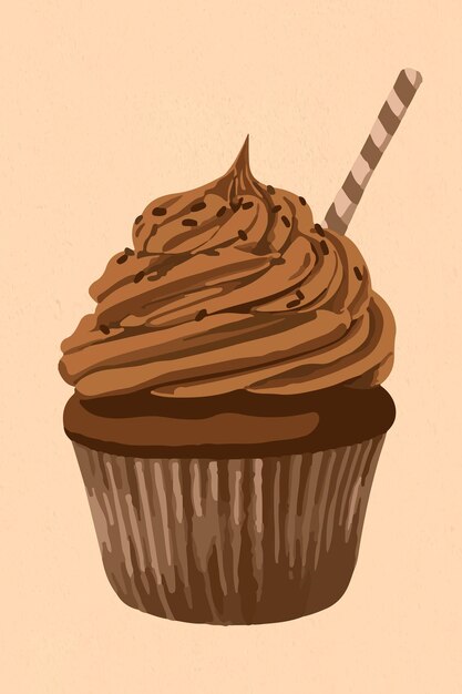 Recurso de diseño de superposición de pegatina de cupcake de chocolate vectorizado