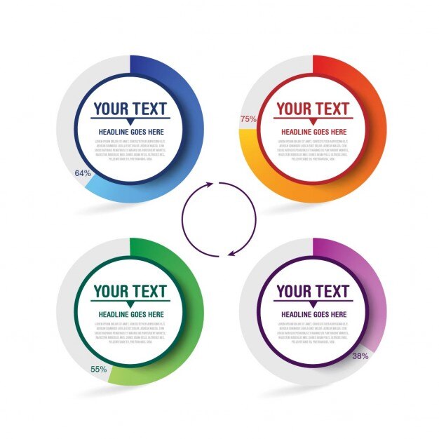 Recursos infográficos circulares con porcentajes