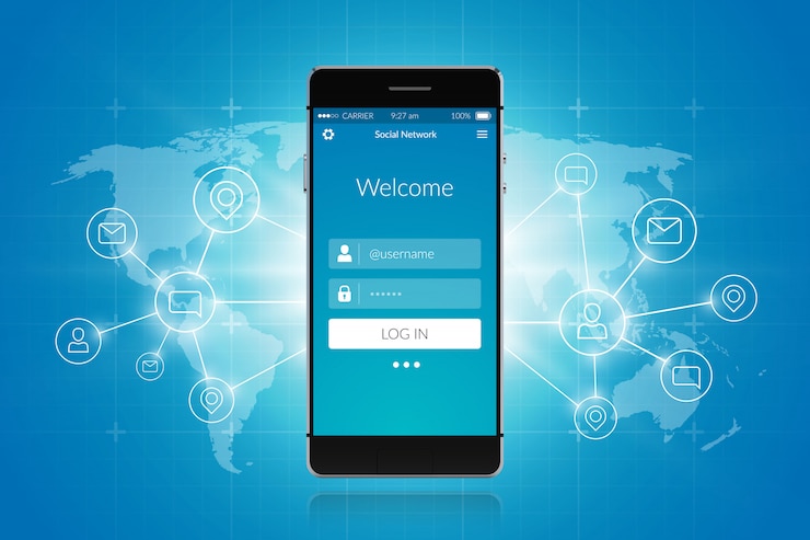 Vector gratuito red social de teléfonos inteligentes