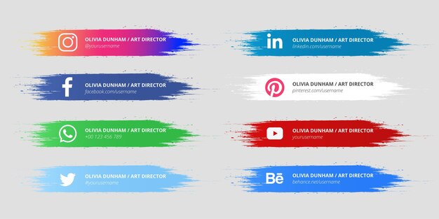 Redes sociales modernas con paquete de diseño de pincel