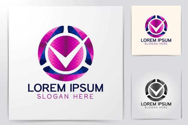 Redondo y marca de verificación Diseños de logotipo inspiración aislado sobre fondo blanco.