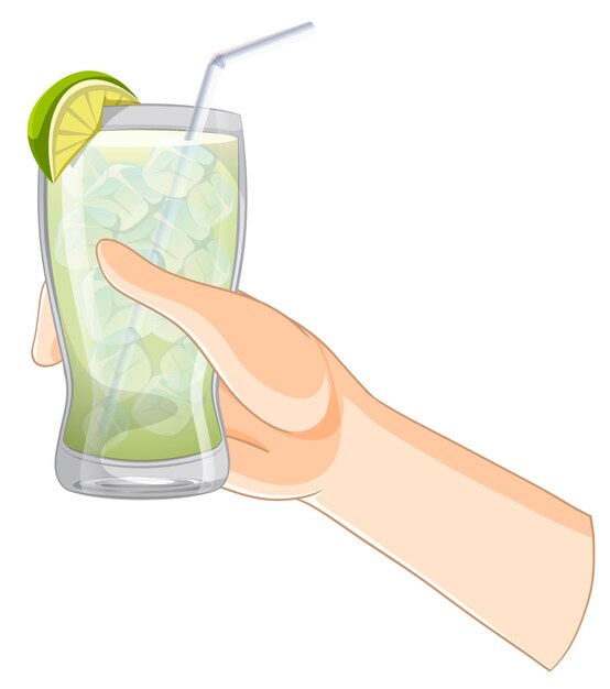 Una refrescante bebida de limón en la mano