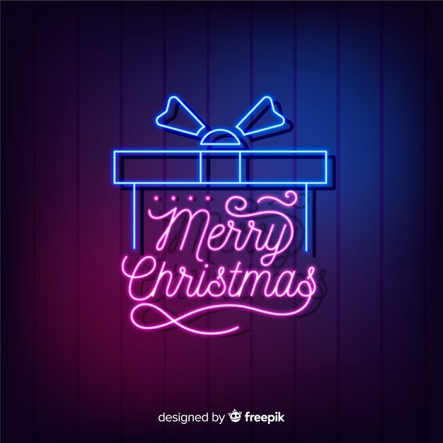 Regalo de navidad de neón con letras