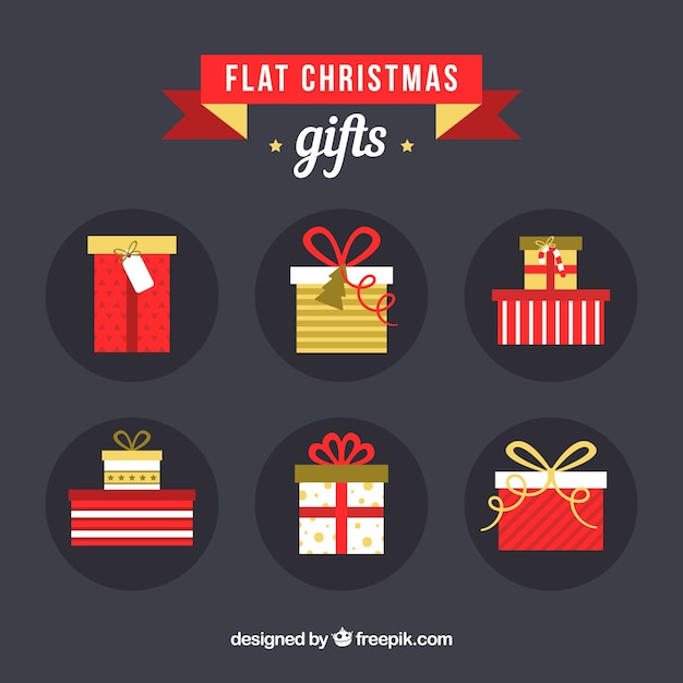 Vector gratuito regalos de navidad flat