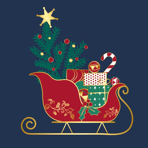 Regalos de Navidad en un vector de trineo