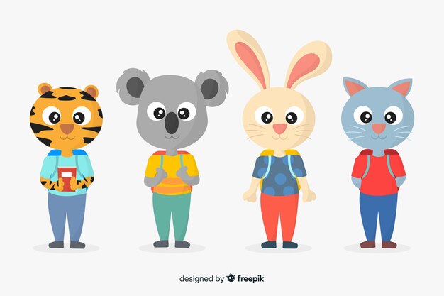Regreso a la escuela animales con ojos grandes