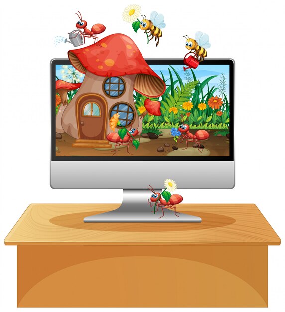 Reino de insectos en el fondo de la pantalla de la computadora