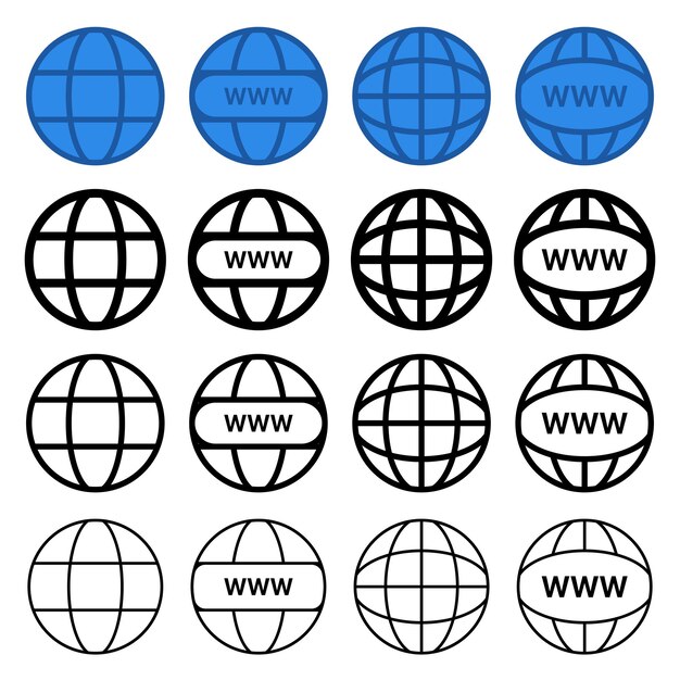 Rejillas de globo de Internet gruesas a delgadas y planas