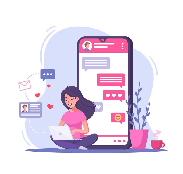 Relaciones virtuales ilustración de dibujos animados de citas en línea