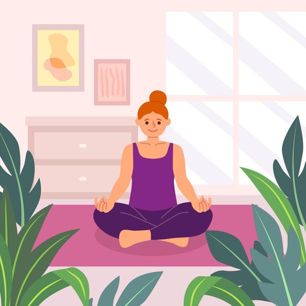 Relajación y meditación yoga concepto dibujado a mano
