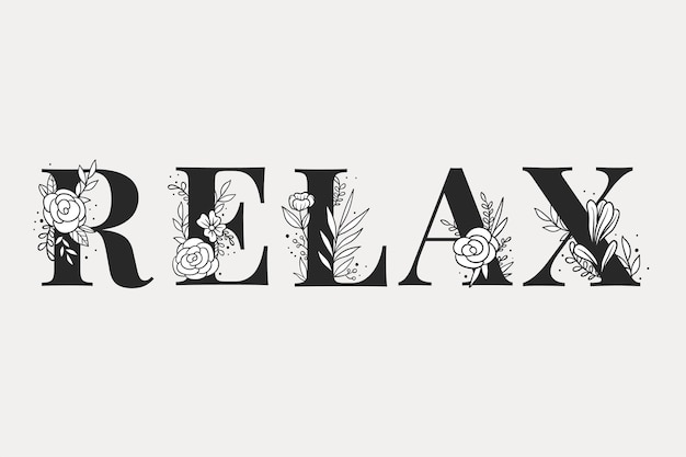 Vector gratuito relax flor fuente tipografía y letras vector