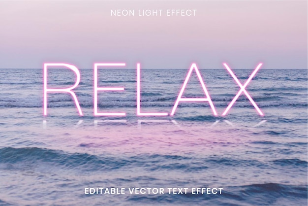 RELAX rosa neón palabra efecto de texto vectorial editable