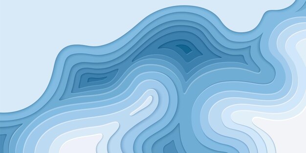 Relieve topográfico cortado en papel azul