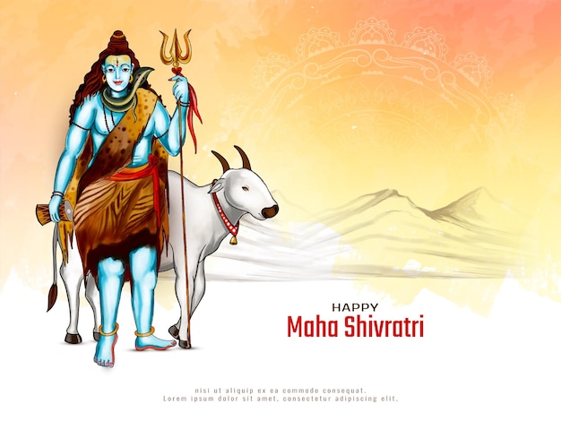 Vector gratuito religioso feliz maha shivratri tarjeta de celebración del festival indio