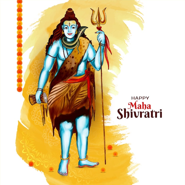 Vector gratuito religioso feliz maha shivratri tarjeta de celebración del festival indio