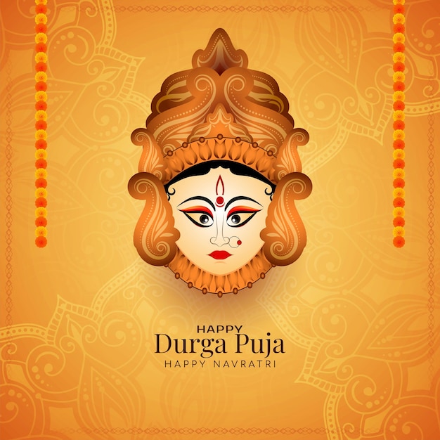 Religioso Feliz puja de Durga y Navratri antecedentes de la celebración del festival hindú