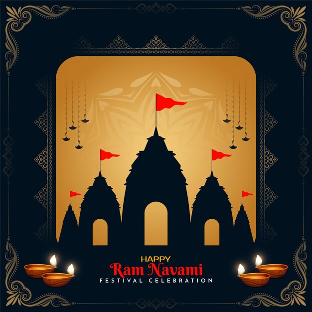 Religioso indio feliz Ram Navami festival saludo vector de fondo