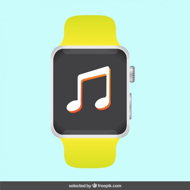 Reloj deportivo con nota de música en la pantalla