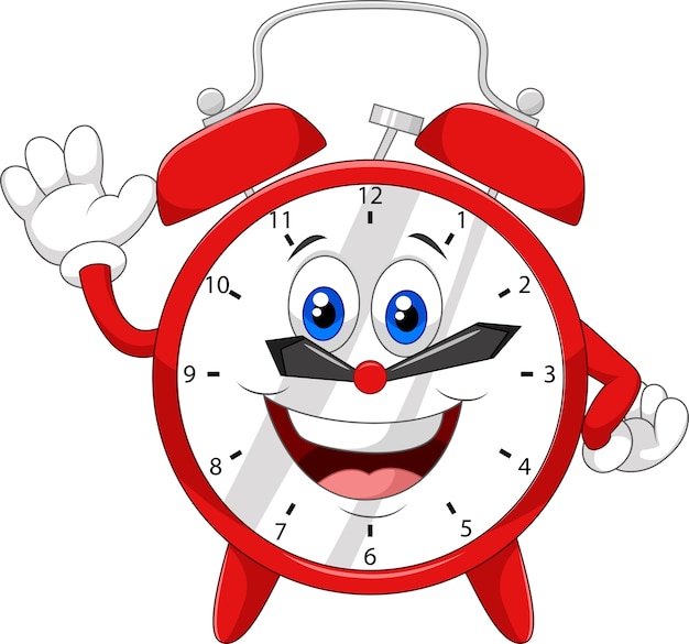 Reloj de dibujos animados agitando la mano | Vector Premium